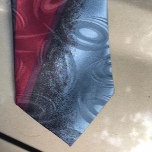 Pierre Cardin Abstract Blue Burgundy Polyester Tie Made in USA